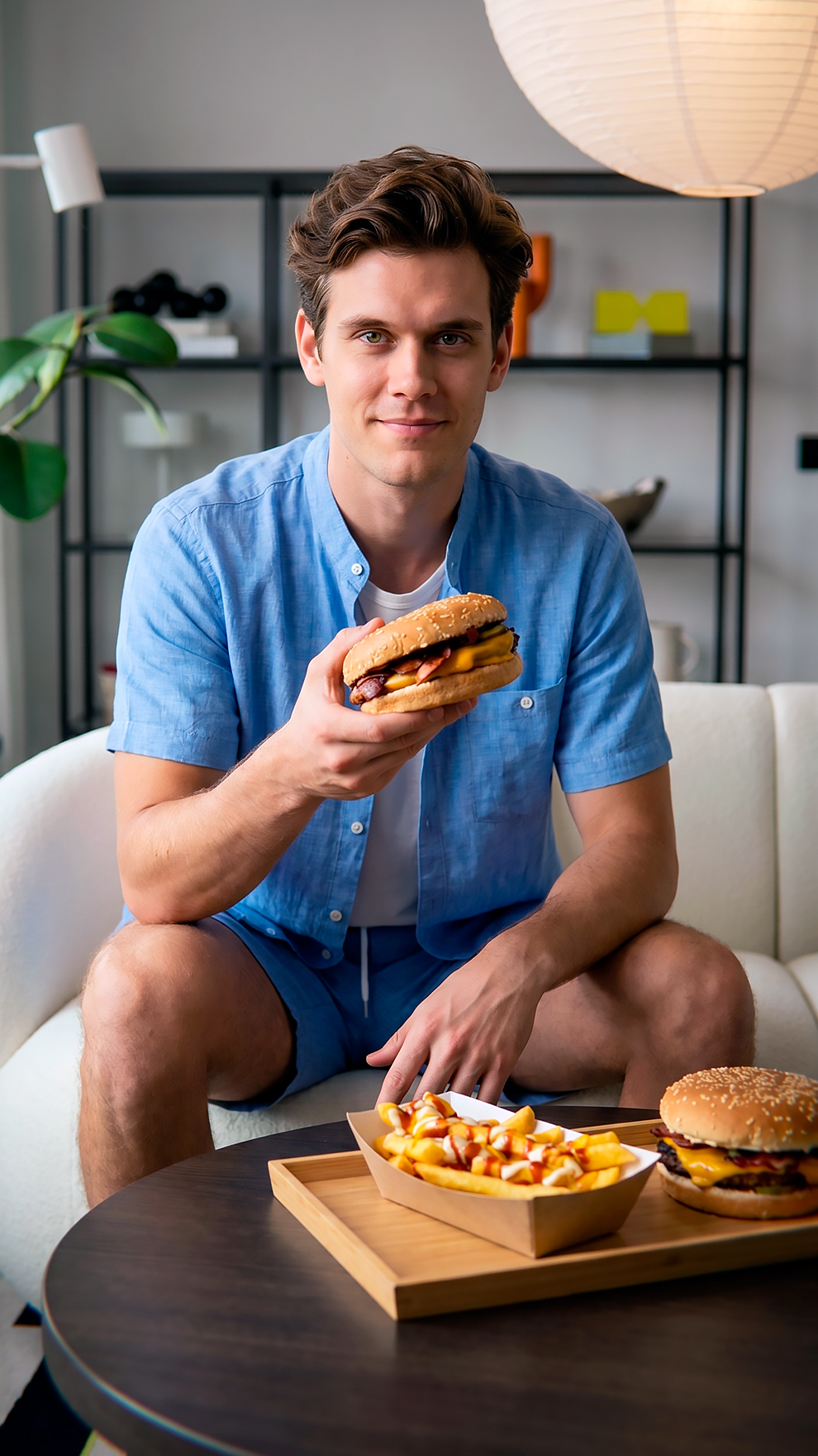 Cenar hamburguesa en piso turistico